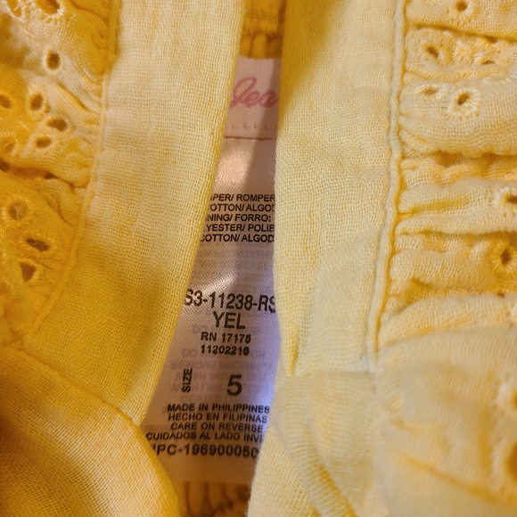 Bonnie Jean yellow gauze bow Romper girls size 5 NWT - Picture 4 of 5